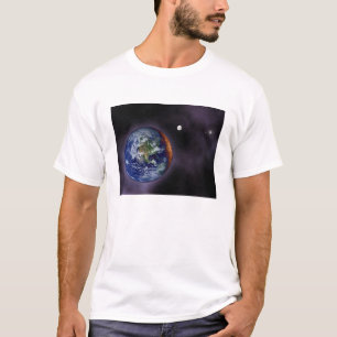 Die Erde gezeigt an den äußeren Rändern T-Shirt