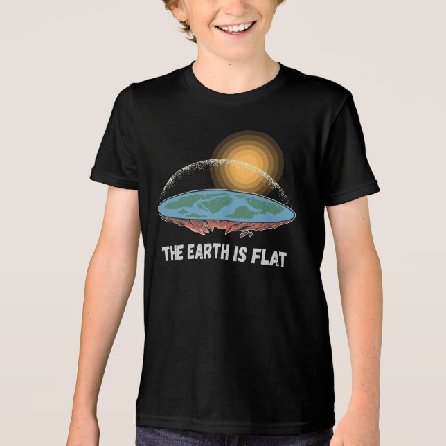 Die Erde ist eine flache humorvolle Theorie Tri-Blend Shirt (Vorderseite)