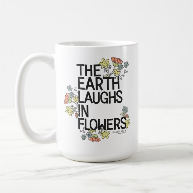 Die Erde lacht in Blume Kaffeetasse (Links)