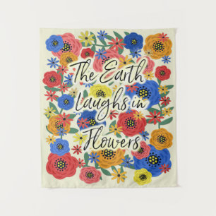 Die Erde lacht in den kleinen Blumen Wandteppich