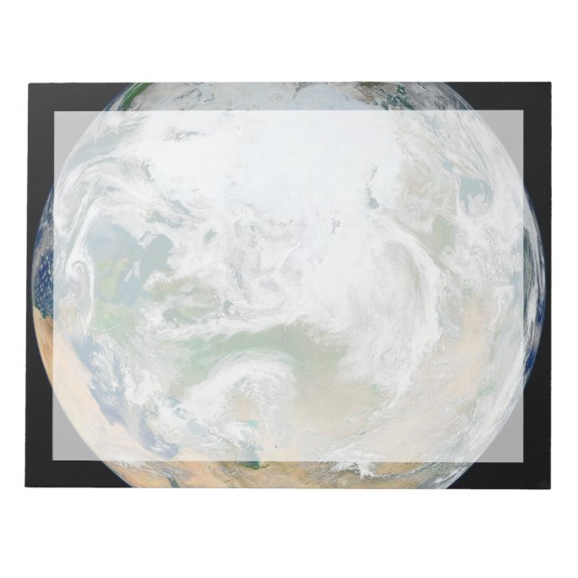 Die Erde mit der Arktis, Europa und Asien. Notizblock (Vorderseite)