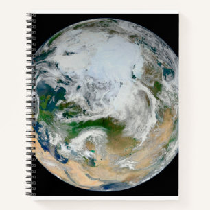 Die Erde mit der Arktis, Europa und Asien. Notizbuch