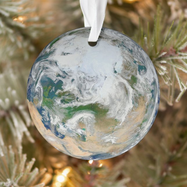 Die Erde mit der Arktis, Europa und Asien. Ornament (Baum)