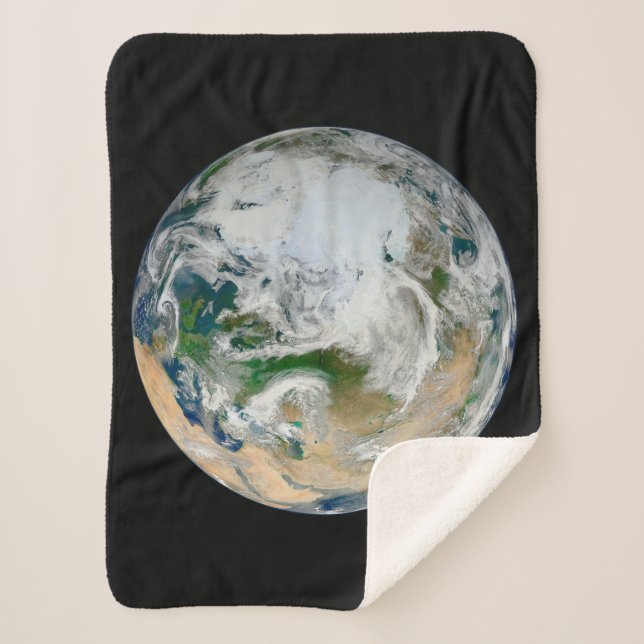 Die Erde mit der Arktis, Europa und Asien. Sherpadecke (Vorderseite)