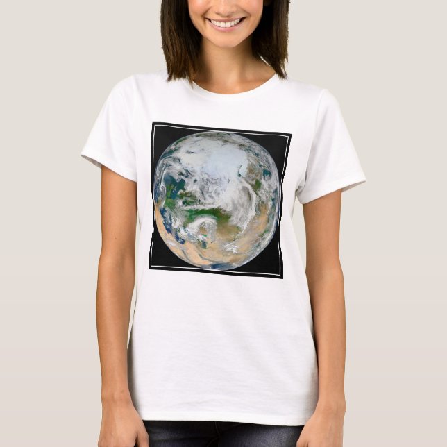 Die Erde mit der Arktis, Europa und Asien. T-Shirt (Vorderseite)