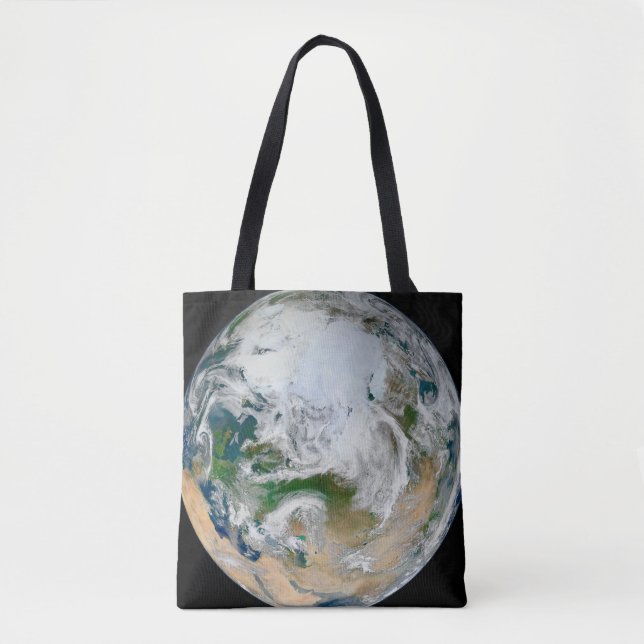 Die Erde mit der Arktis, Europa und Asien. Tasche (Vorderseite)