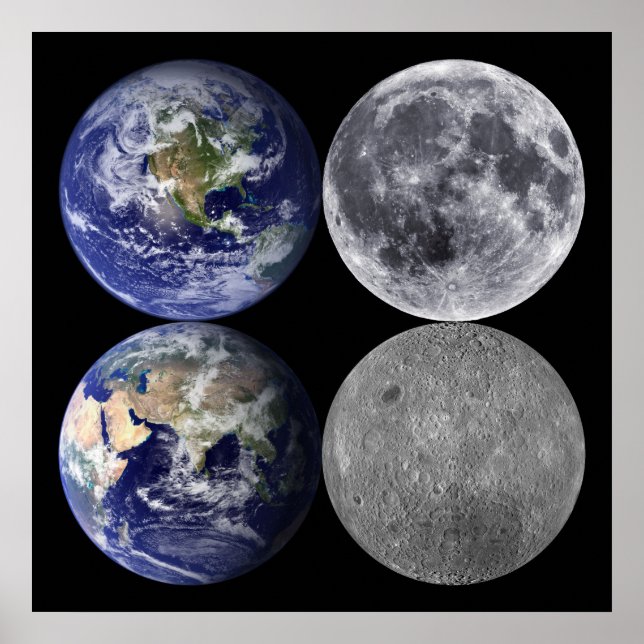 Die Erde und der Mond aus dem All Poster (Vorne)