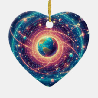 Die Erde und ihre Aura an einem Valentinstag-Baum  Keramik Ornament