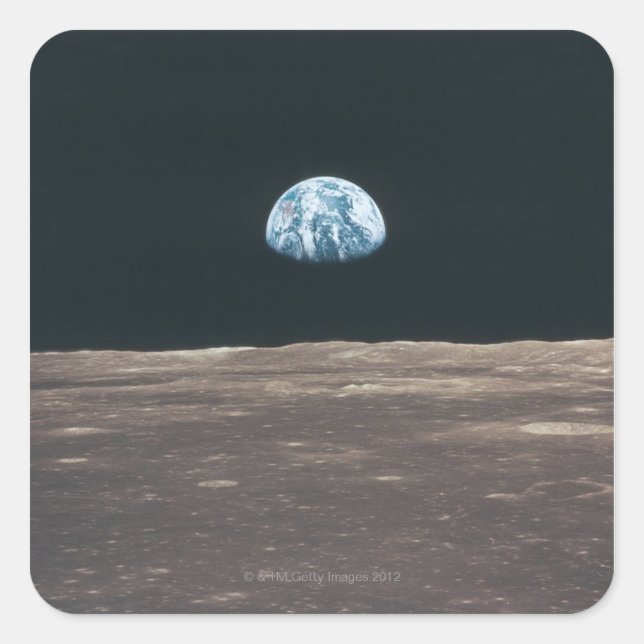 Die Erde vom Mond aus gesehen Quadratischer Aufkleber (Vorderseite)