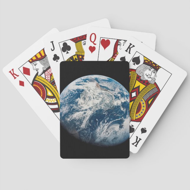 Die Erde wurde aus dem Aollo 8 Raumfahrzeug genomm Spielkarten (Rückseite)