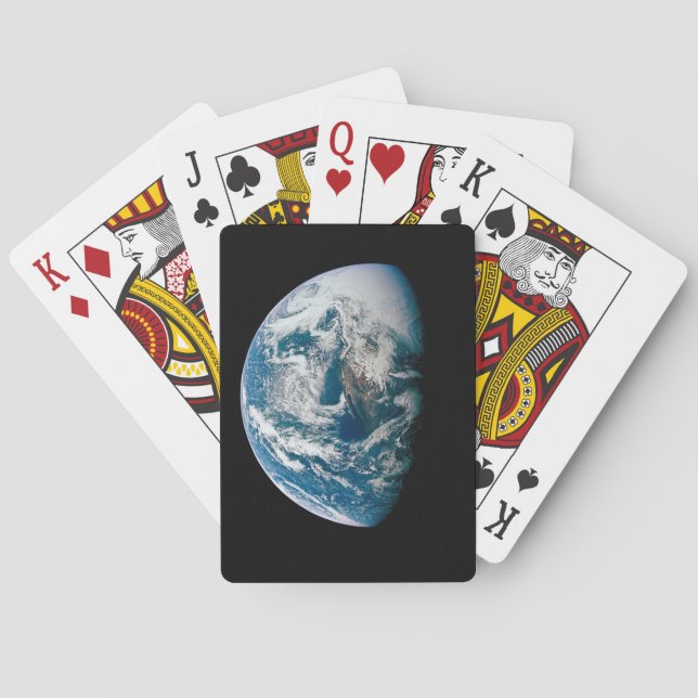 Die Erde wurde aus dem Apollo 13 Raumfahrzeug geno Spielkarten (Rückseite)