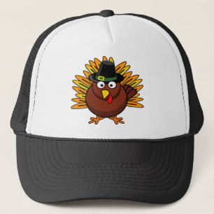 Die Erntedank-Türkei-Logo stellen ein Truckerkappe