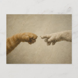Die Erschaffung von Adam Katzen Renaissance-Parodi Postkarte