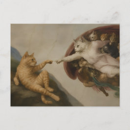 Die Erschaffung von Adam Katzen Renaissance-Parodi Postkarte