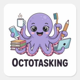 Die erstaunliche Kreatur im Multitasking-Modus Quadratischer Aufkleber