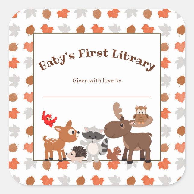 Die erste Bibliothek des Babys, Buchzeichen von Wa Quadratischer Aufkleber (Vorderseite)