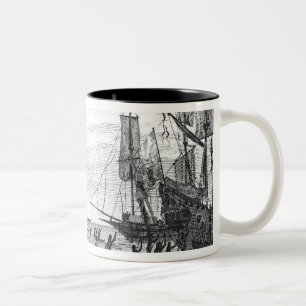 Die erste Landung von Columbus bei Amerika Zweifarbige Tasse