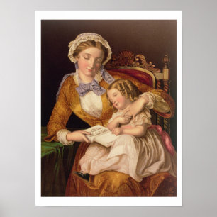 Die erste Lektion, Pub. von Baxter, 1855 (Druck) Poster