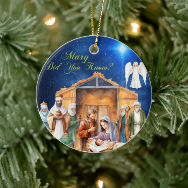 Die erste Offenbarung: Maria wusstest du?" - Ornam Keramik Ornament (Baum)