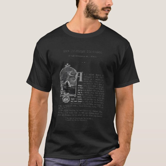 Die erste Seite des Pilgerfortschritts John Bunyan T-Shirt (Vorderseite)