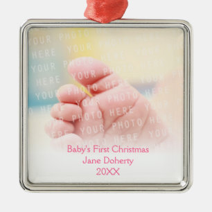 Die erste Weihnacht des Babys Anpassbar Silbernes Ornament