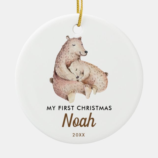 Die erste Weihnacht des Babys | Niedliches Baby Be Keramik Ornament (Vorne)