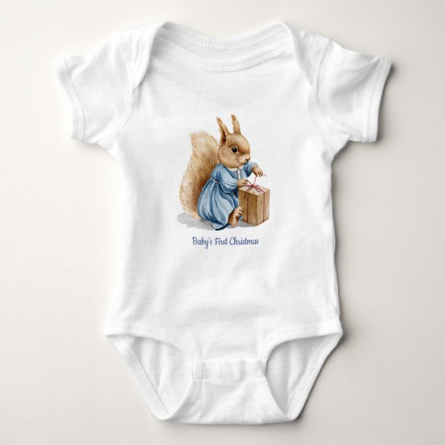 Die erste Weihnacht des Babys | Niedliches Eichhör Baby Strampler (Vorderseite)