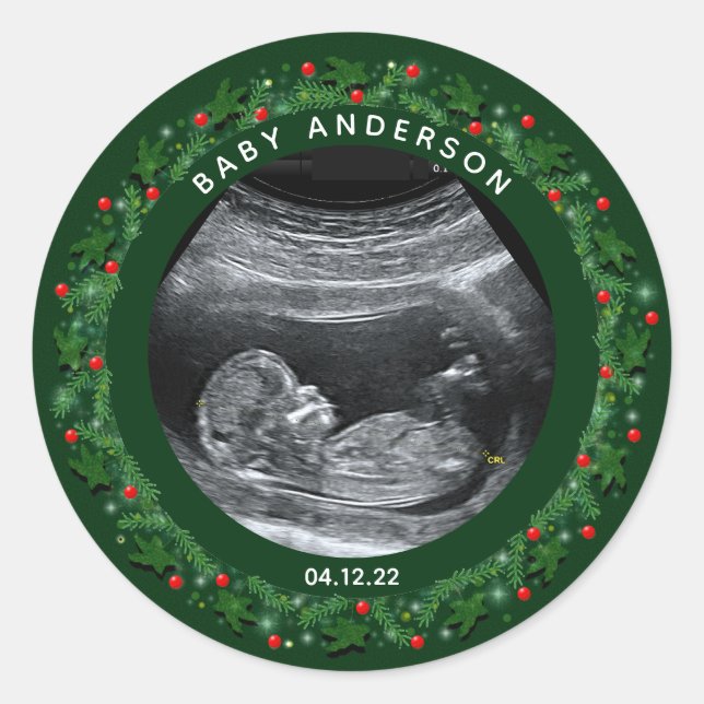 Die erste Weihnacht des Babys Runder Aufkleber (Vorderseite)