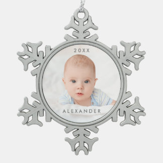 Die erste Weihnacht des Babys Schneeflocken Zinn-Ornament