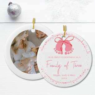 Die erste Weihnachtsfamilie von drei Kindern Keramik Ornament