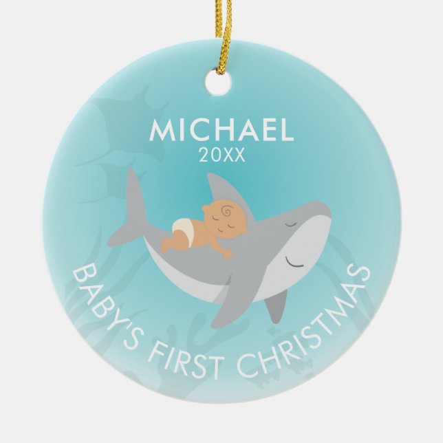 Die erste Weihnachtsfeier der Keramik des Babys Keramik Ornament (Vorne)
