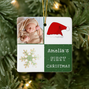 Die erste Weihnachtsfeier der Weihnachtsmannmütze  Keramikornament