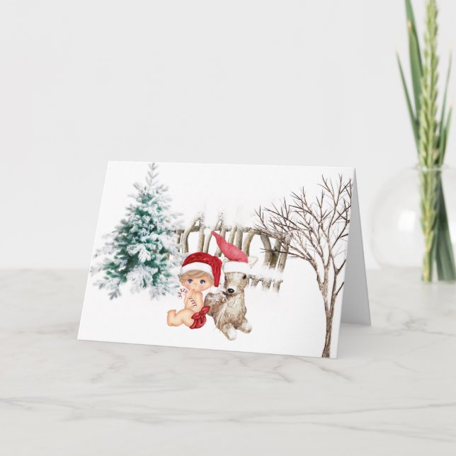 Die erste Weihnachtskarte des Babys Feiertagskarte (Vorderseite)