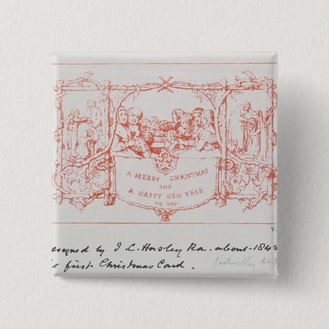 Die erste Weihnachtskarte, durch J.C.Horsley, 1843 Button (Vorderseite)