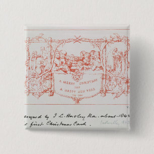 Die erste Weihnachtskarte, durch J.C.Horsley, 1843 Button