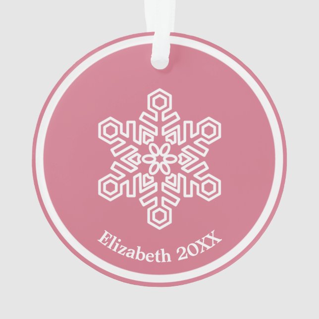 Die erste Weihnachtsschneeflocke des Babys auf Ros Ornament (Rückseite)