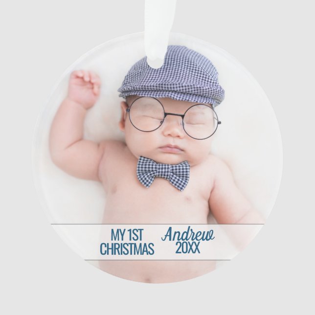 Die erste Weihnachtszeit des Babys mit Foto Ornament (Vorderseite)