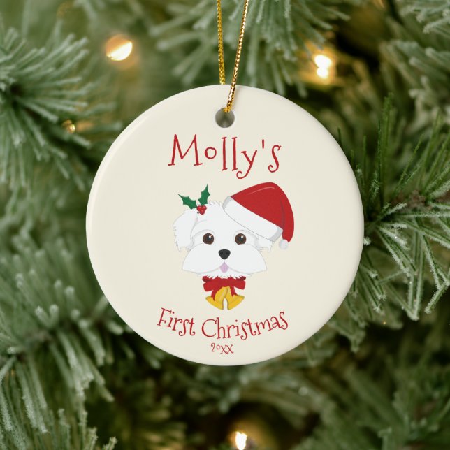 Die erste Weihnachtszeit Ihres Hundes - Niedlich m Keramik Ornament (Baum)