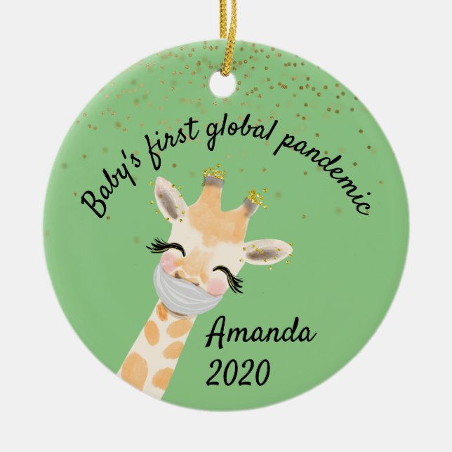 Die erste weltweite Pandemie-Giraffe für Kinder 20 Keramik Ornament (Vorne)