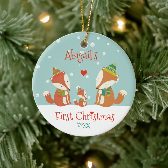 Die ersten Weihnachten des Babys - Niedliche Waldf Keramik Ornament (Baum)