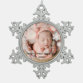 Die ersten Weihnachten des Kindes Schneeflocken Zinn-Ornament