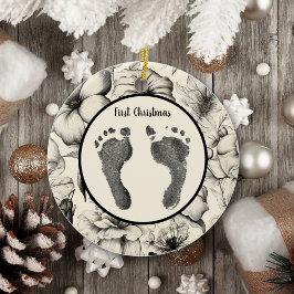 Die ersten Weihnachten, die Ihr Baby zu Fuß druckt Keramik Ornament