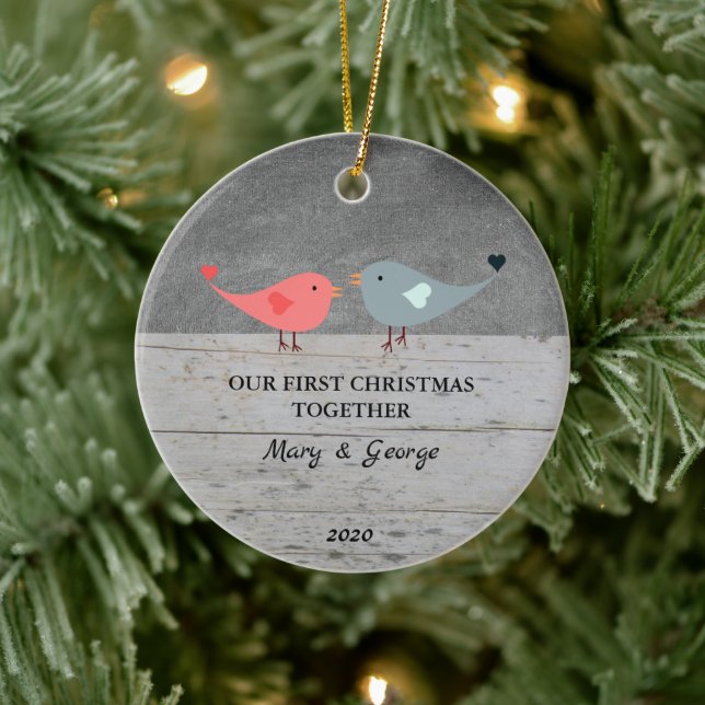 Die ersten Weihnachten zusammen lieben Vögel aus H Keramik Ornament (Baum)