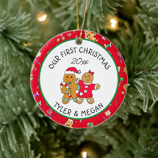 Die ersten Weihnachten zusammen Personalisiert Keramik Ornament (Baum)