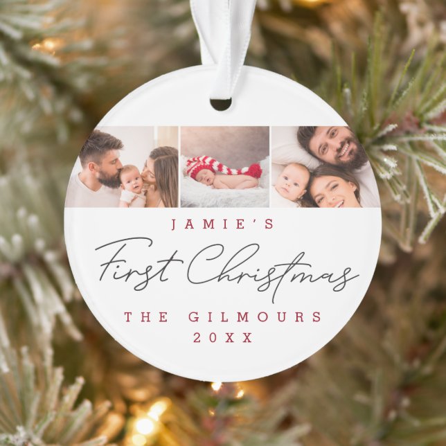 Die ersten Weihnachts-Multi-Fotos des modernen Bab Ornament (Baum)