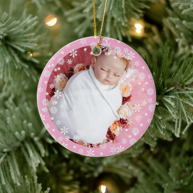 Die ersten Weihnachtslieder des zarten weißen Schn Keramik Ornament (Baum)