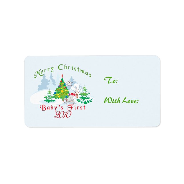 Die ersten Weihnachtsmarken für Kinder Adressaufkleber (Vorne)