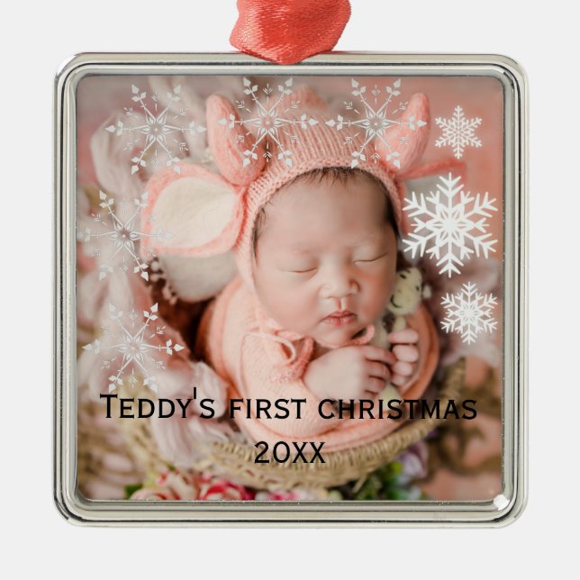 Die ersten Weihnachtsmärsche des Babys Ornament Aus Metall (Vorne)