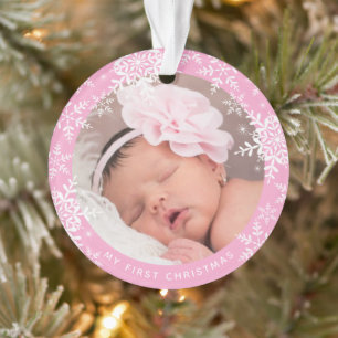 Die ersten Weihnachtsschneeflocken des Babys auf R Ornament