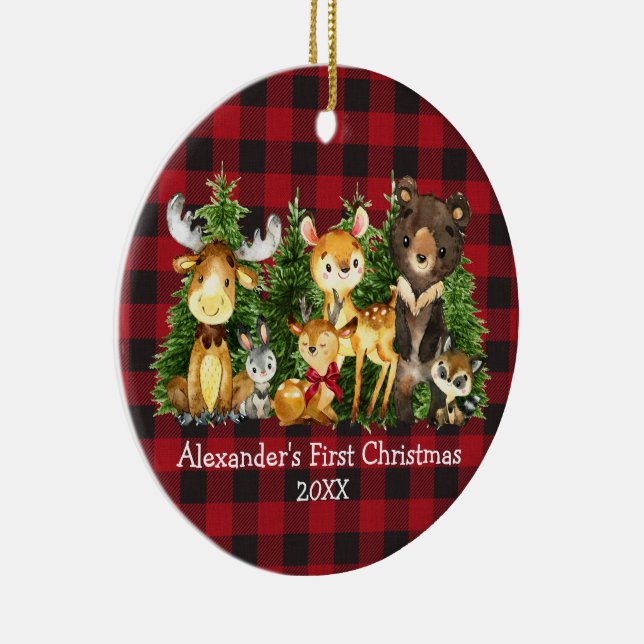 Die ersten Weihnachtstiere des Babys, Hirsche FOTO Keramik Ornament (Rechts)